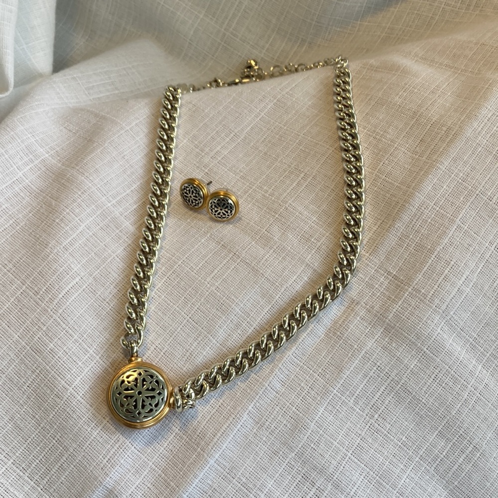 Brighton Ferrara two tone necklace and earring set